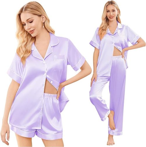 3 Piece Silk Pajamas Sets